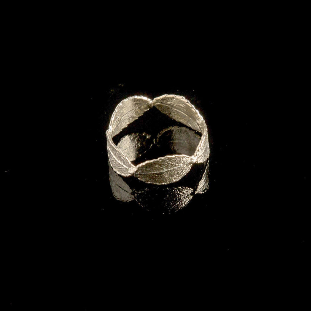 Real Rose Leaves Ring, Handmade Minimalist Jewelry, Organic Forest Band, Boho Gift for Luck & Passion, Sustainable Sterling Silver 925