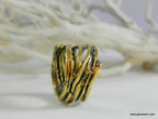 Real Pine Branch Ring, Handmade Nature Jewelry, Organic Forest Band, Gift for Luck & Protection, Eco Sustainable Oxidized Brass