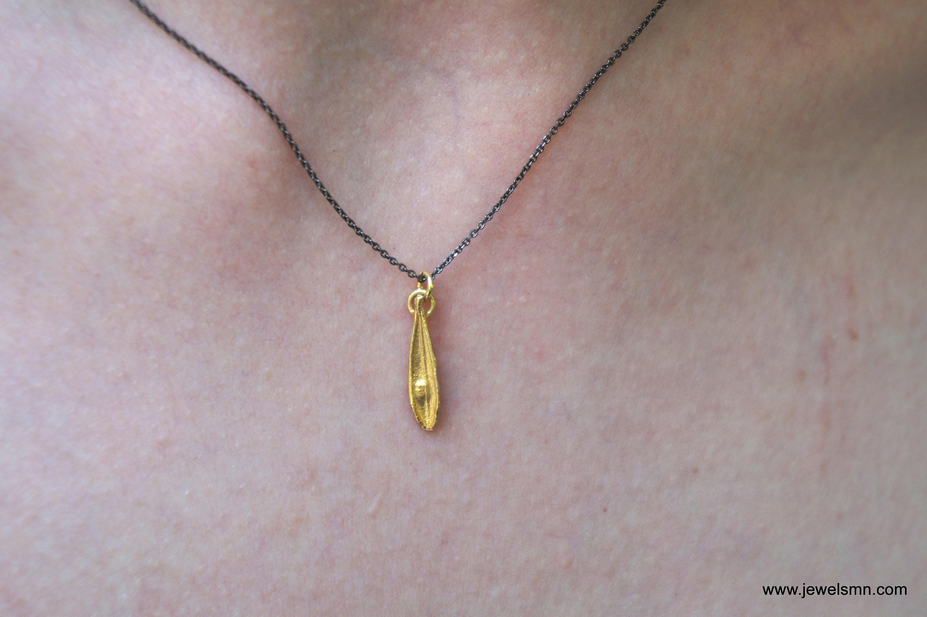 Real Olive Leaf Necklace, 14K Gold Plated Brass Pendant, Handmade Minimalist Jewelry Gift, Birthday Gift for Women, Boho Fashion Accessory