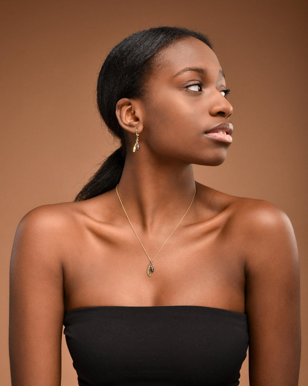 Olive Leaf Earrings: Gold-Plated Recycled Brass Dangle with Two-Tone Detail