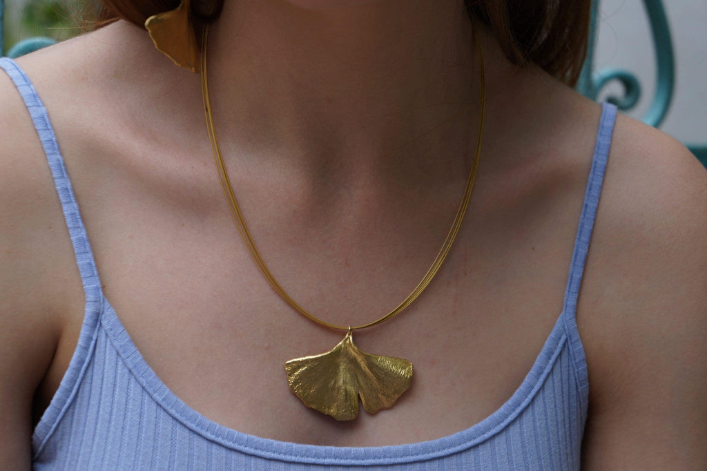 Real Gingko Biloba Necklace, 14K Gold Plated Brass Pendant, Natural Leaf Necklace, Handmade Boho Jewelry Gift, Birthday Gift for Women