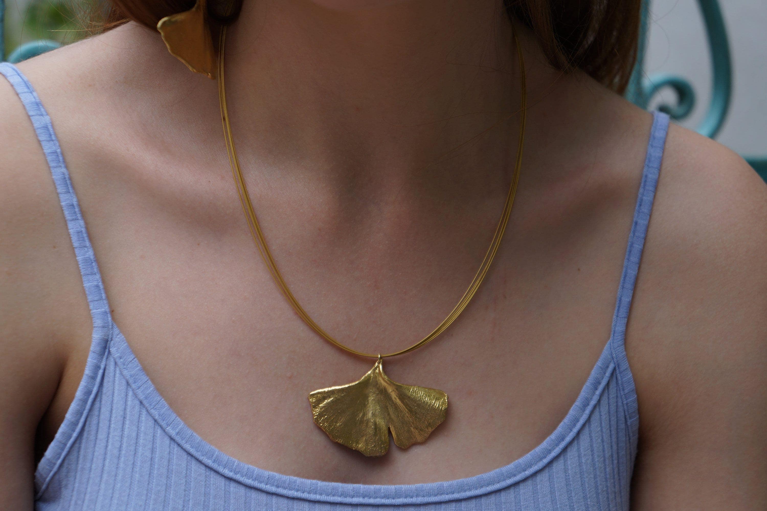 Real Gingko Biloba Necklace, 14K Gold Plated Brass Pendant, Natural Leaf Necklace, Handmade Boho Jewelry Gift, Birthday Gift for Women