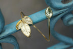 Real Rose Leaves Bracelet, Handmade Nature Jewelry, Organic Forest Cuff, Gift for Passion & Health, Eco Sustainable Gold on Brass
