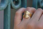 Rose Leaf Ring for Women - Handcrafted 14K Gold Plated Recycled Brass