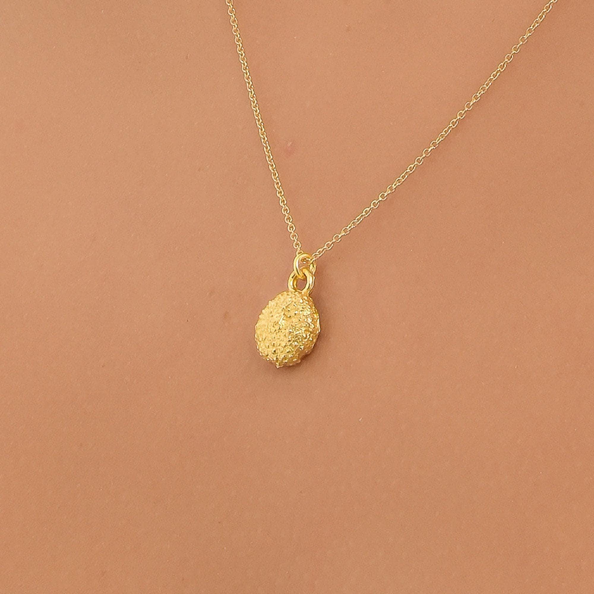 Tiny Urchin Pendant Necklace: 18k Gold Plated Recycled Brass