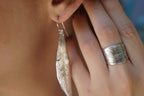Real Olive Leaf Earring, Handmade Nature Jewelry, Organic Tree Dangles, Gift for Health & Luck, Eco Sustainable Sterling Silver 925