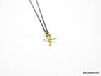Gold Jasmine Cross Necklace, Handmade Nature Jewelry, Organic Branch Pendant, Gift for Spirituality & Faith, Sterling Silver 925