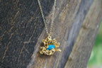 Real Daisy Flower Necklace, Handmade Nature Jewelry, Dainty Organic Pendant with Murano, Gift for Purity & Luck, Gold on Sterling Silver 925