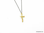 Gold Olive Branch Cross Necklace, Handmade Minimalist Jewelry, Organic Tree Pendant, Gift for Spirituality & Protection, Sterling Silver 925