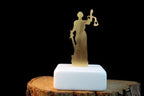 Gold Statue of Lady Justice, Gold-Plated Bronze Sculpture, Home Decor Sculpture on Marble Base