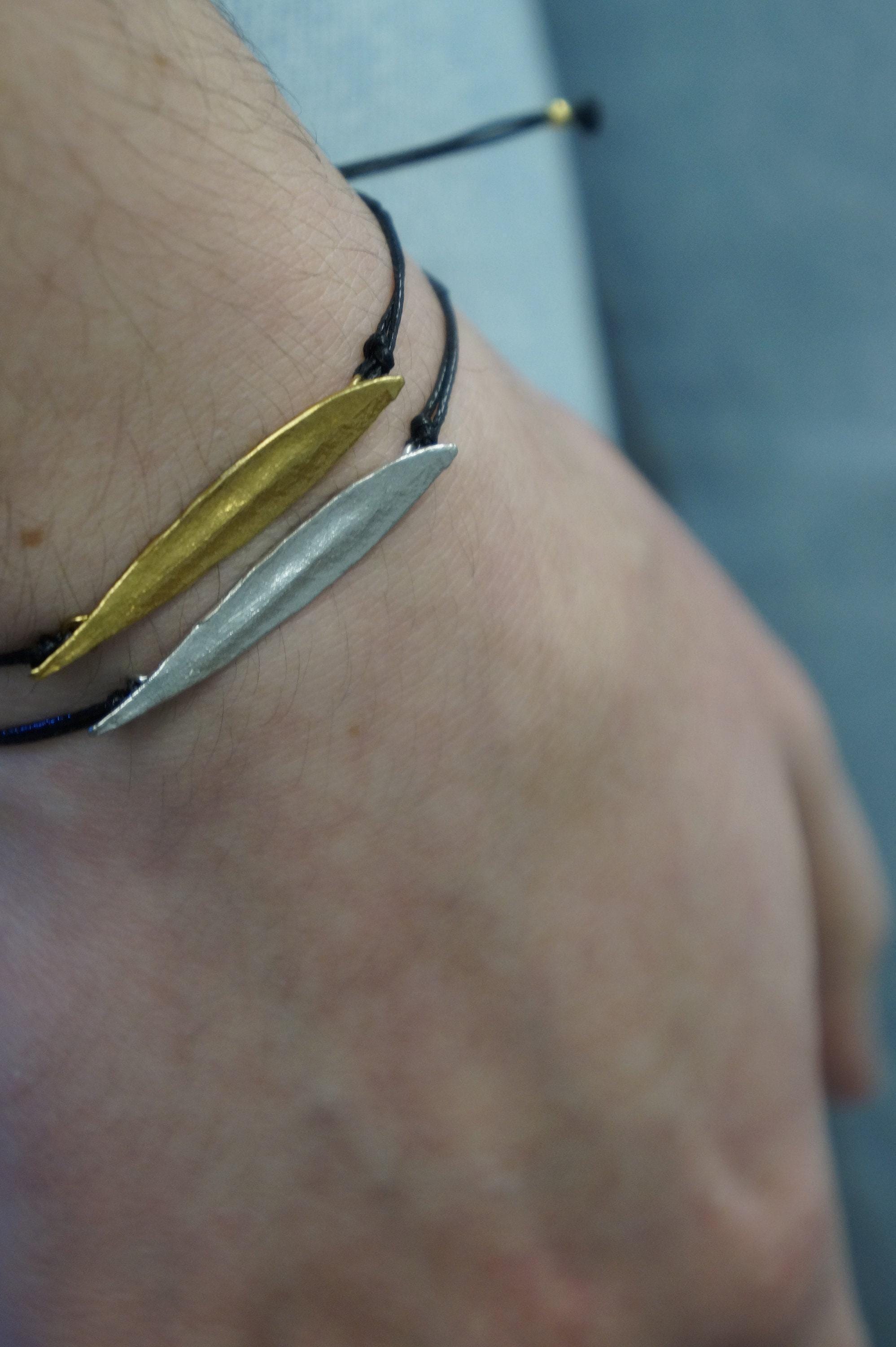 Real Olive Leaf Charm Bracelet, Handmade Nature Jewelry, Organic Minimalist Wristlet, Gift for Protection, Gold or Sterling Silver 925