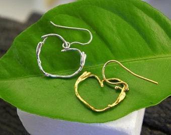 Real Jasmine Twig Necklace, Handmade Nature Jewelry, Heart-Shaped Branch Pendant, Gift for Purity & Health, Sterling Silver 925
