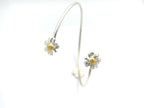 Gold Chamomile Flower Bracelet, Handmade Minimalist Jewelry, Organic Forest Cuff, Boho Gift for Protection, Sterling Silver 925