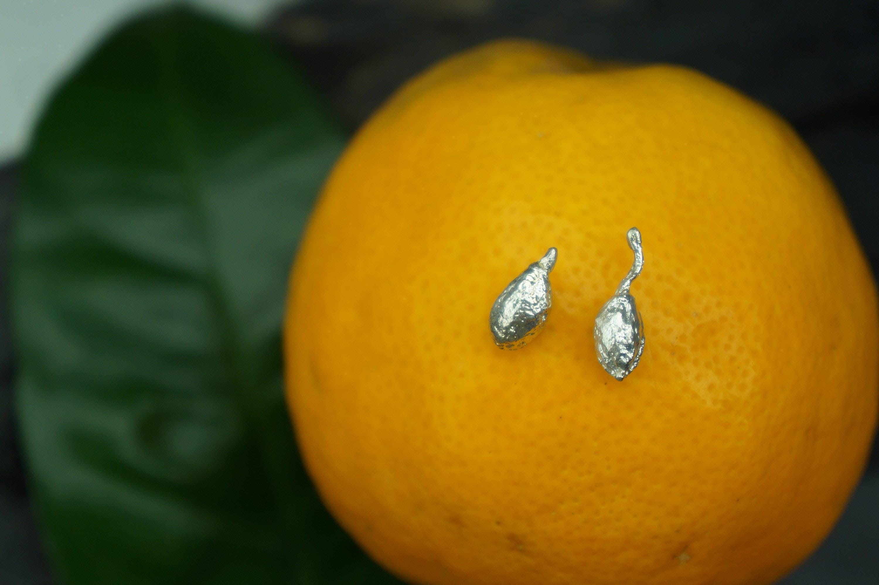 Dainty Olive Fruit Silver Studs, Handmade Minimalist Jewelry, Tiny Organic Earrings, Gift for Health & Success, Gold or Sterling Silver 925