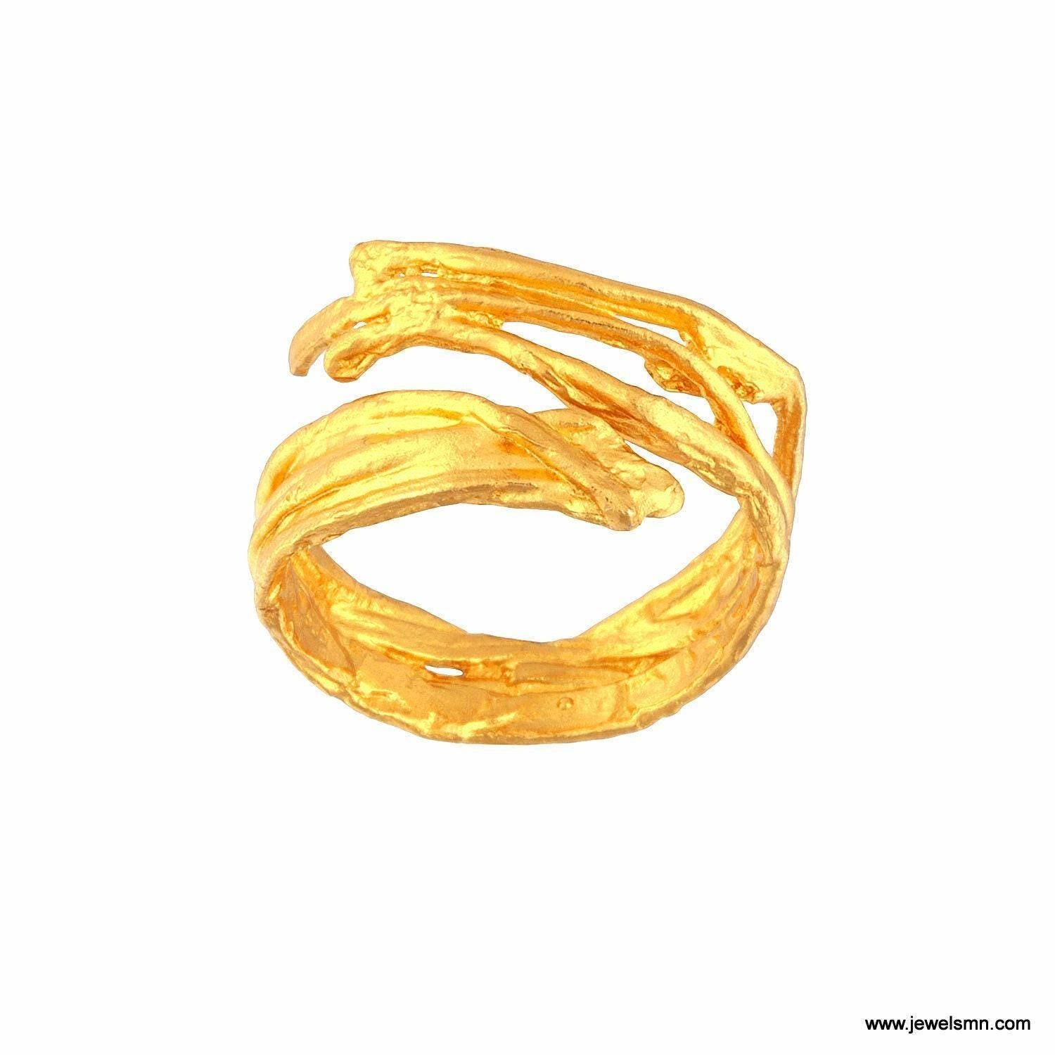 Adjustable, Wide band ring for women and Men. 14k Gold plated on sterling silver. Ιt consists of pine needles that make an impressive ring.
