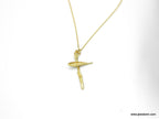 Solid Gold Cross necklace, European Handmade, meaningful religious jewelry, Olive Twig pendant, Modern cross aesthetic Gift