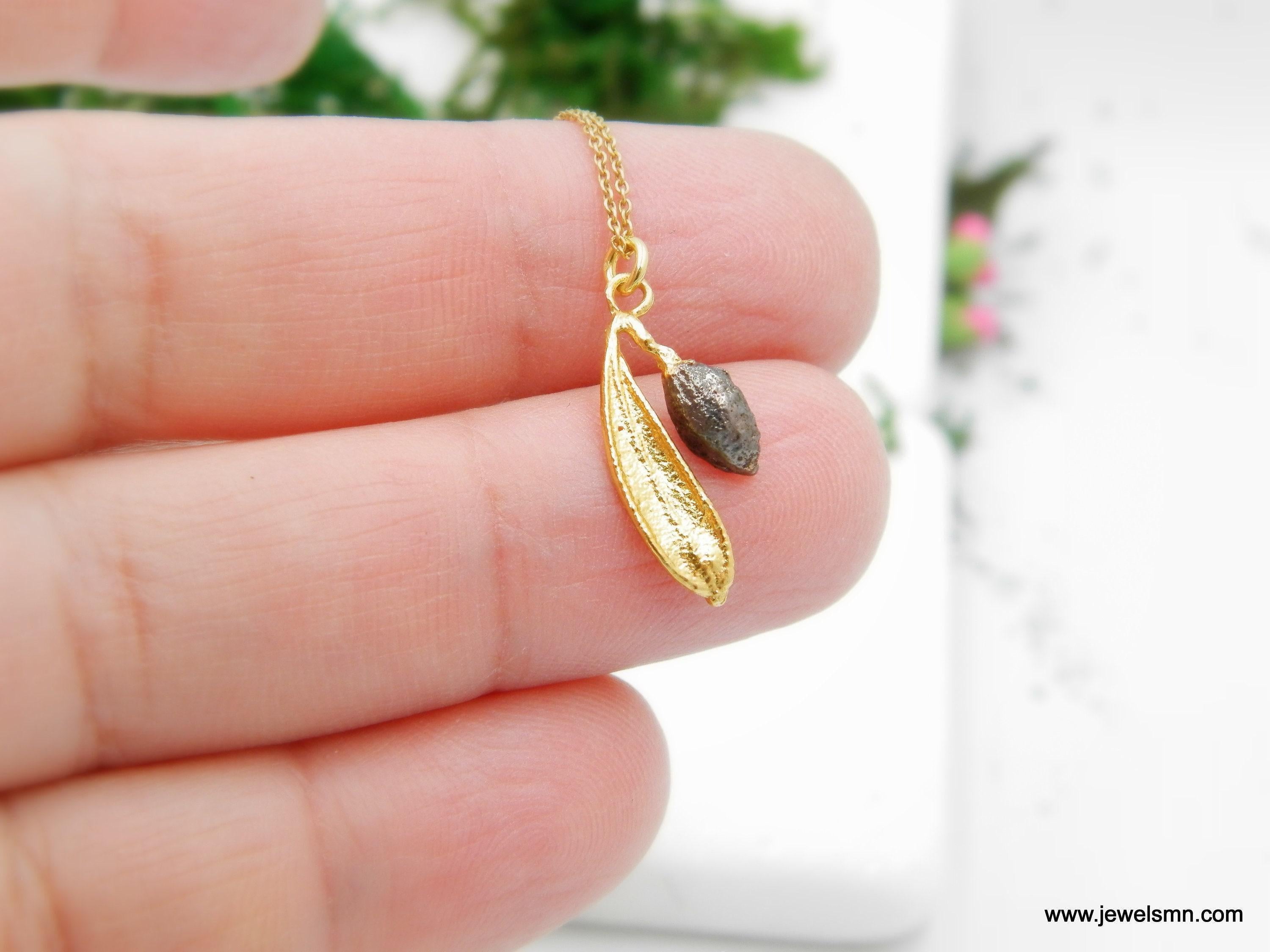 Real Olive Leaf Necklace, 14K Gold Plated Sterling Silver 925 Pendant, Handmade Minimalist Jewelry Gift, Birthday Gift for Women