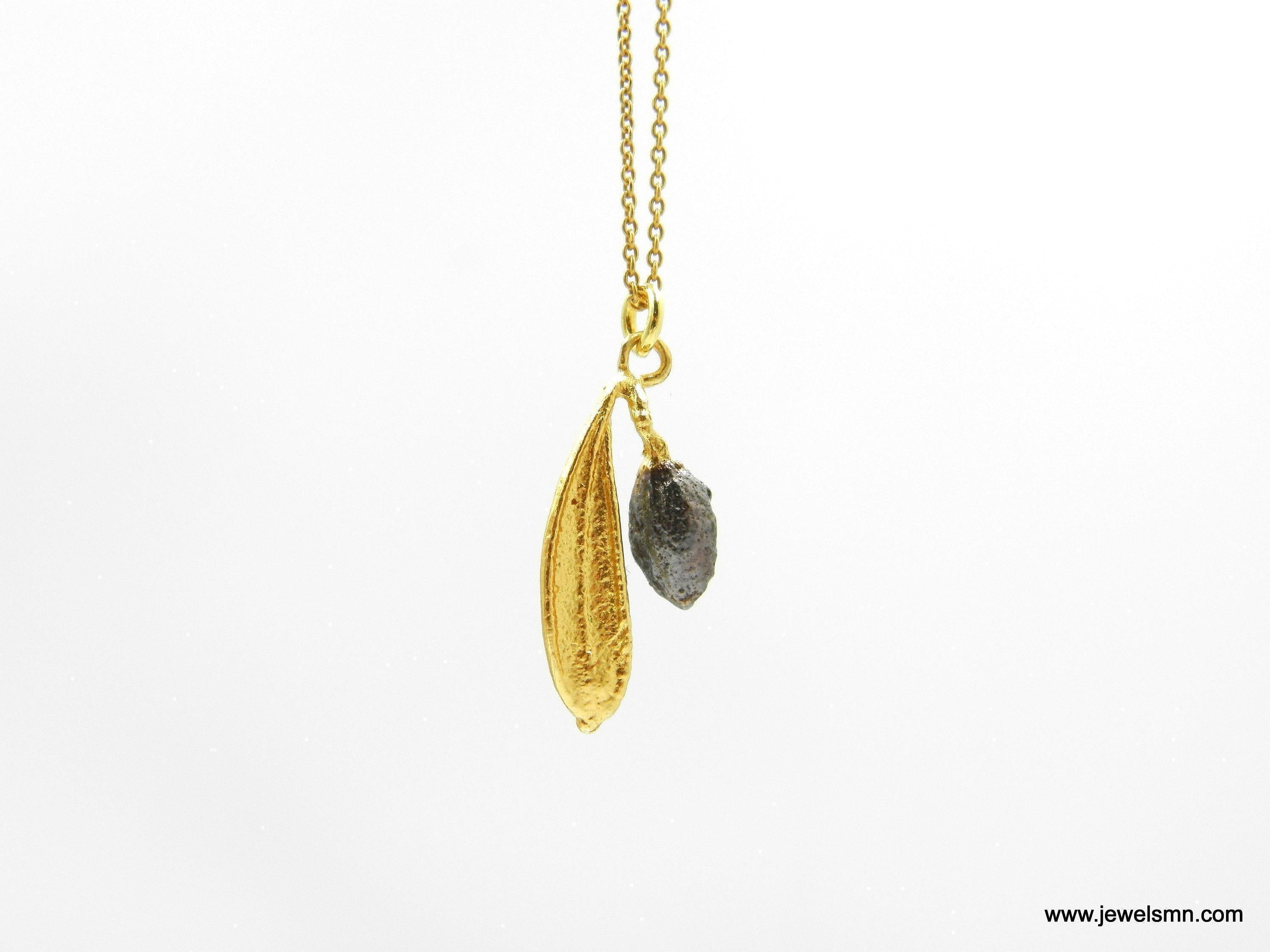 Real Olive Leaf Necklace, 14K Gold Plated Sterling Silver 925 Pendant, Handmade Minimalist Jewelry Gift, Birthday Gift for Women