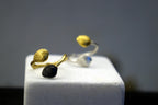 Real Sea Shell Ring, Handmade Minimalist Jewelry, Organic Two-Tone Band, Dainty Gift for Vitality & Luck, Gold and Sterling Silver 925