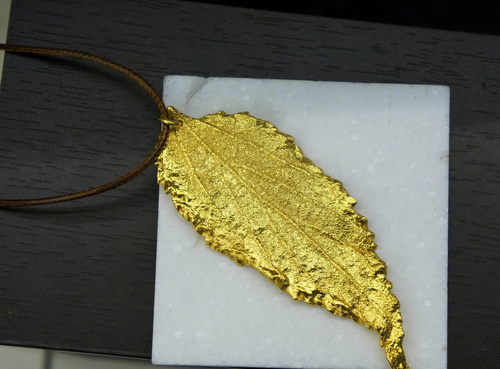 Real Hibiscus Leaf Necklace, 14K Gold Plated Sterling Silver 925 Pendant, Handmade Statement Nature Jewelry Gift, Birthday Gift for Women