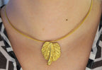 Real Mulberry Leaf Necklace, Handmade Nature Jewelry, Organic Gold Pendant, Gift for Rejuvenation & Health, Sterling Silver 925