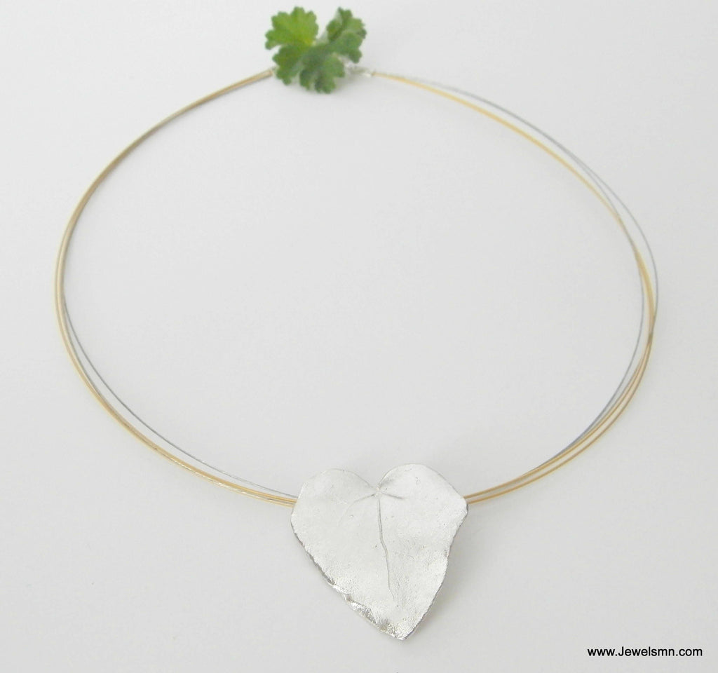 Real Ivy Leaf Necklace, Handmade Nature Jewelry, Heart-Shaped Organic Pendant, Gift for Health & Luck, Sterling Silver 925