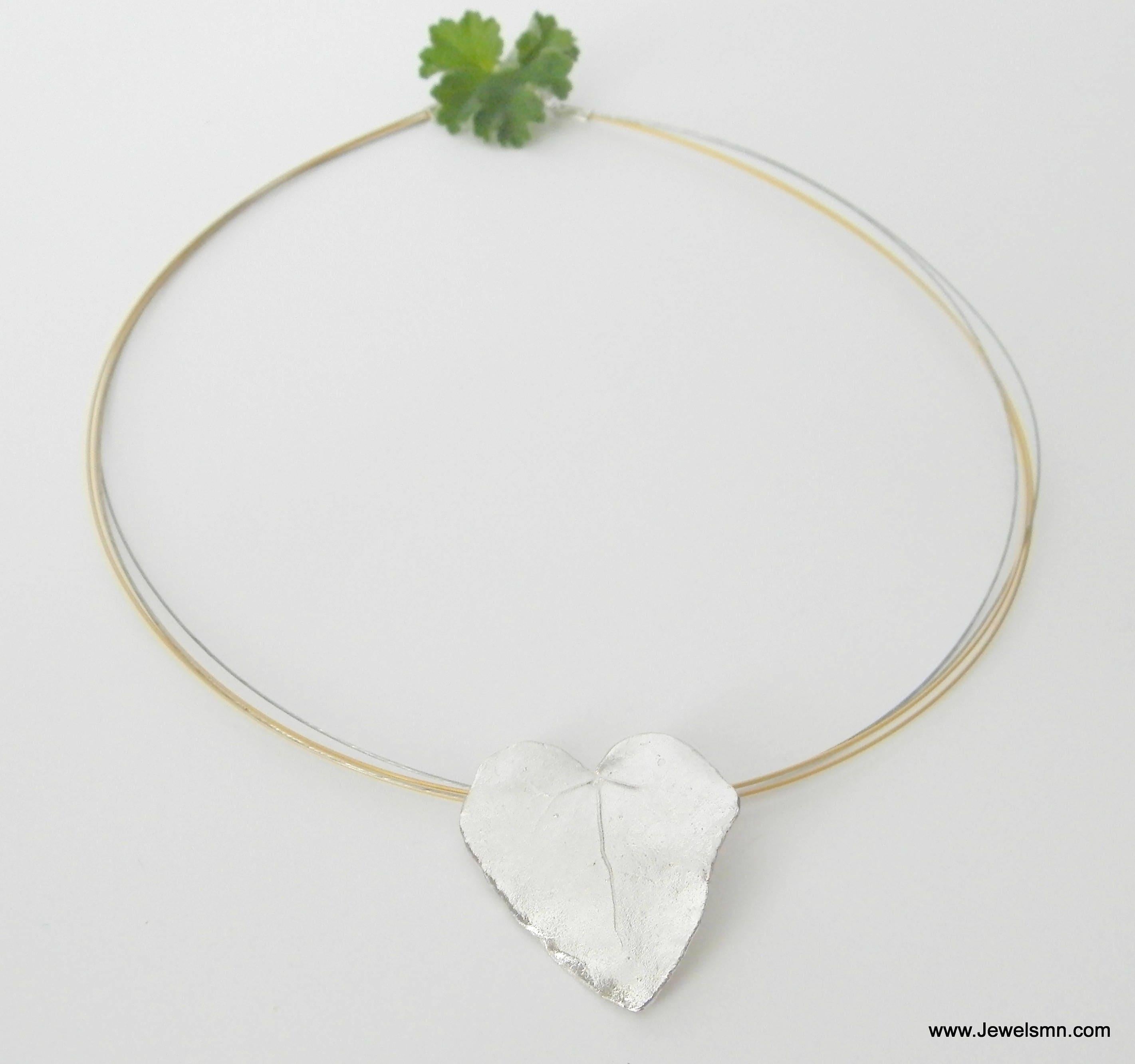 Real Ivy Leaf Necklace, Handmade Nature Jewelry, Heart-Shaped Organic Pendant, Gift for Health & Luck, Sterling Silver 925