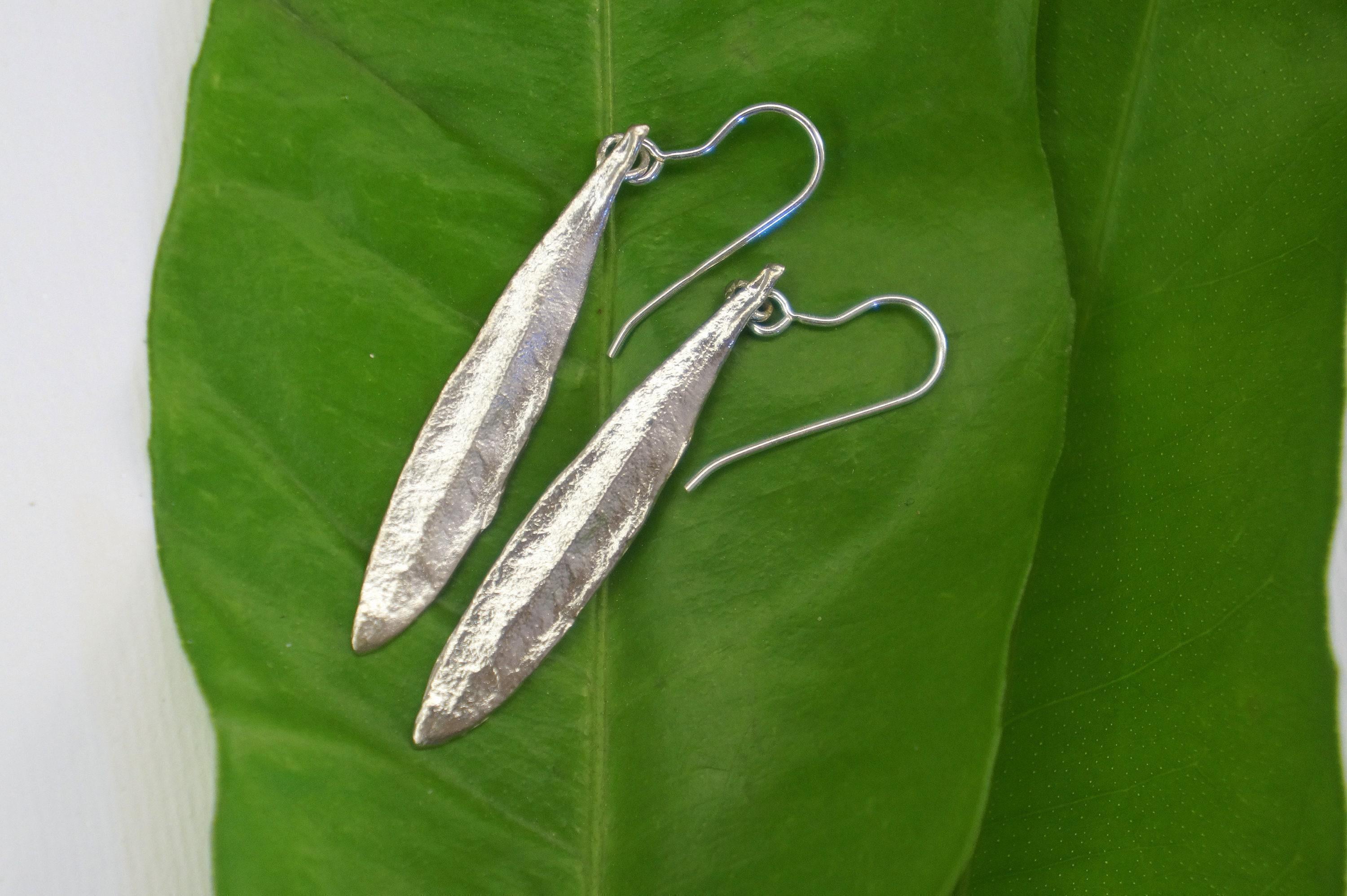 Every day Leaf earrings gift for women in Sterling recycled Silver or Gold Plated. Olive symbolize peace, protection, and fertility.
