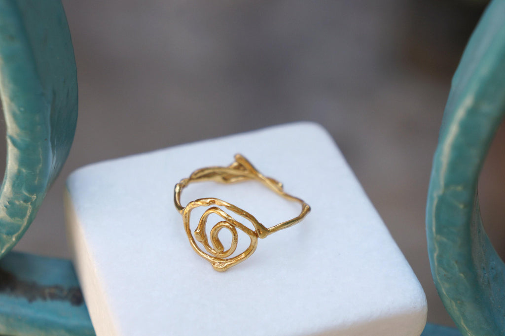 Real Jasmine Twig Spiral Ring, Handmade Minimalist Jewelry, Botanical Branch Band, Gift for Protection, Eco Sustainable Sterling Silver 925