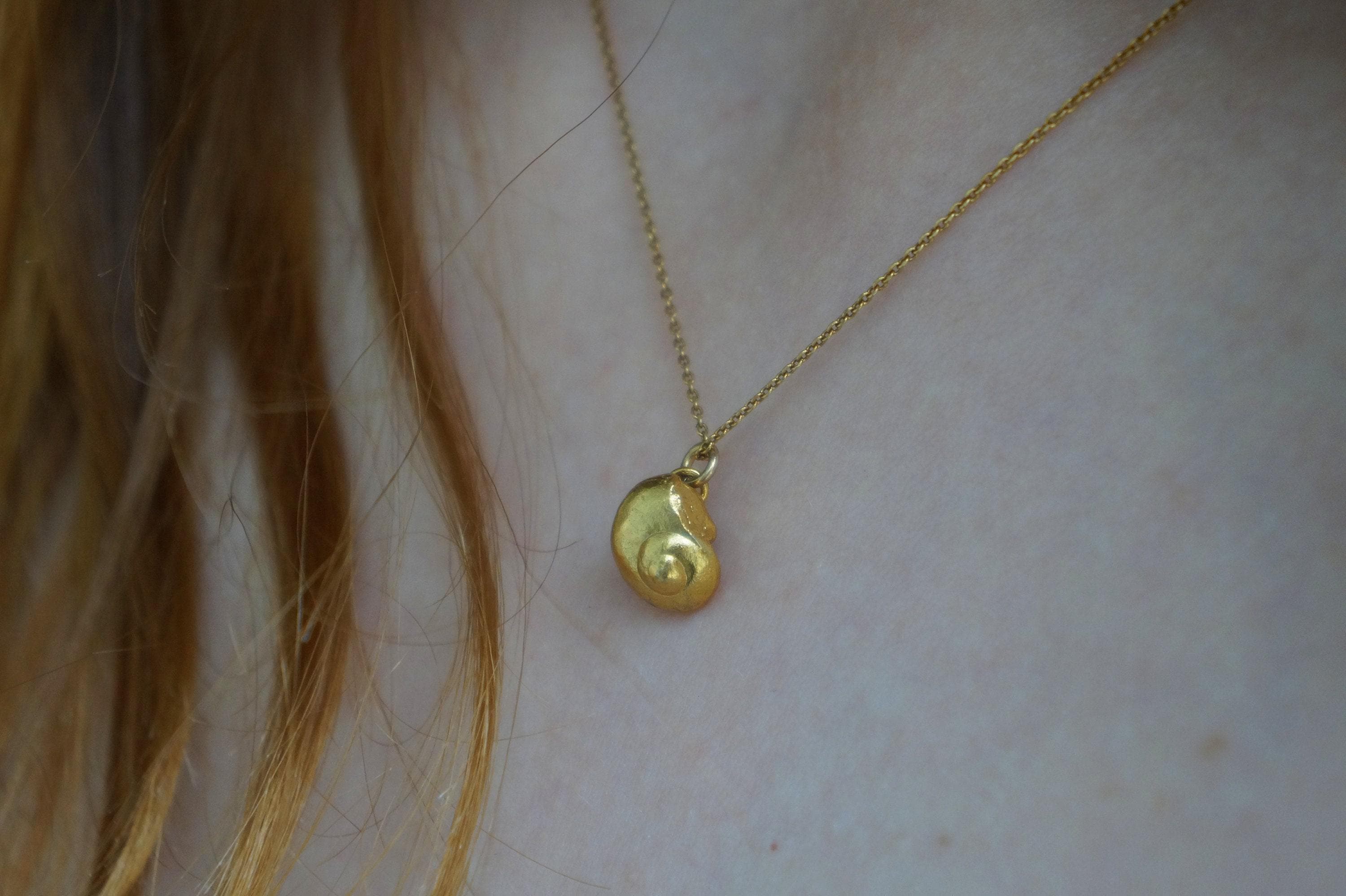 Real Sea Shell Dainty Necklace, 14K Gold Plated Sterling Silver Jewelry 925 Pendant, Handmade Minimalist Jewelry Gift, Boho Nature Style