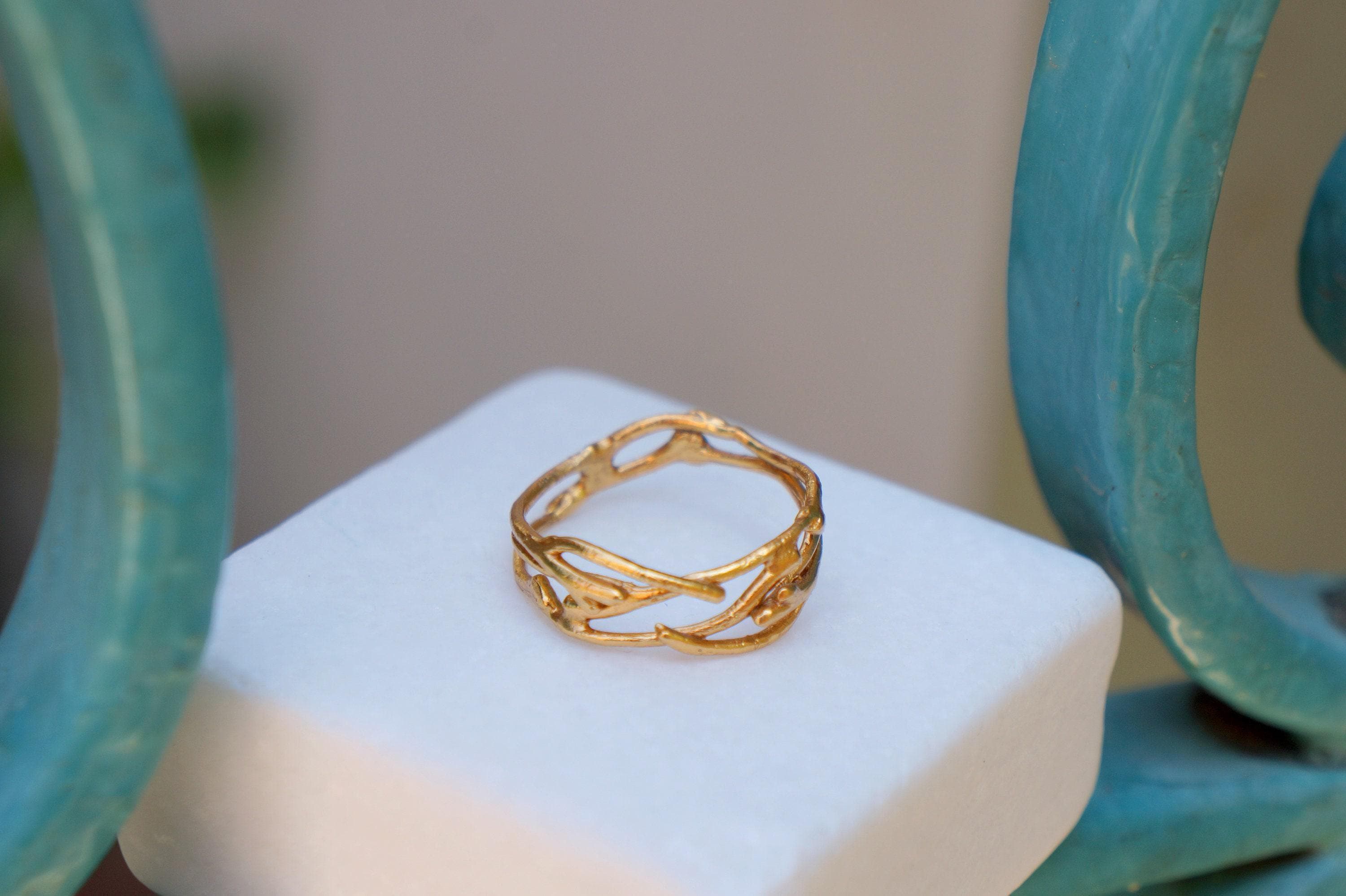 Gold Jasmine Twig Ring, Solid Gold Jewelry, Jasmine Branch Ring, Handmade Minimalist Jewelry Gift, Birthday Gift for Women, Promise Ring