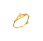 Real Jasmine Gold Ring, Handmade Minimalist Jewelry, Organic Forest Band, Nature's Gift for Fortune & Purity, Sterling Silver 925