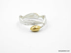 Real Olive Leaf Ring, Handmade Minimalist Jewelry, Organic Tree Band with Fruit, Gift for Luck & Longevity, Gold on Sterling Silver 925
