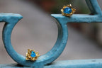 Sterling Silver 925, Venetian Raw Murano Sky Blue Εarrings - Daisy is a symbol tenacity, Patience and Life Force.