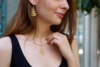 Real Juniper Leaf Pendant, 14K Gold Plated Sterling Silver 925 Necklace, Handmade Minimalist Jewelry Gift, Birthday Boho Gift for Women