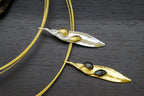 Real Olive Leaf Necklace, Handmade Minimalist Jewelry, Organic Tree Pendant Band, Gift for Health & Success, Gold and Sterling Silver 925