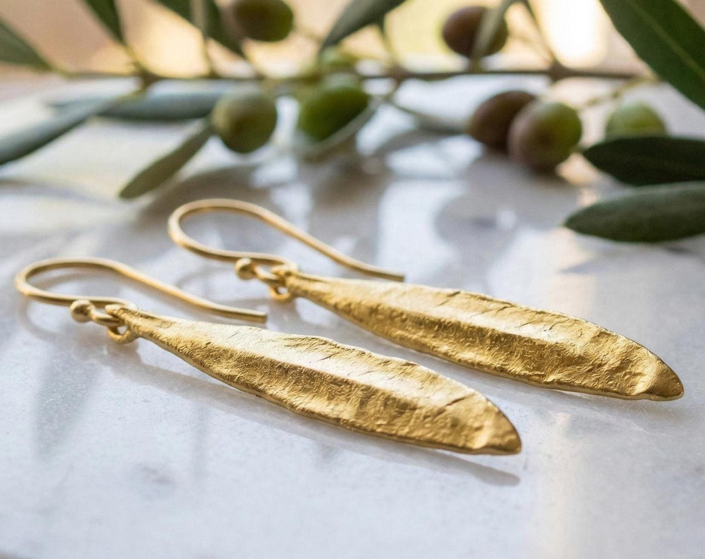Every day Leaf earrings gift for women in Sterling recycled Silver or Gold Plated. Olive symbolize peace, protection, and fertility.