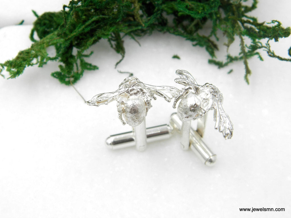 Bee Cufflinks, Handmade Men's Accessories for Suit, Sterling Silver 925, Nature-Inspired Jewelry
