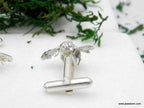 Bee Cufflinks, Handmade Men's Accessories for Suit, Sterling Silver 925, Nature-Inspired Jewelry