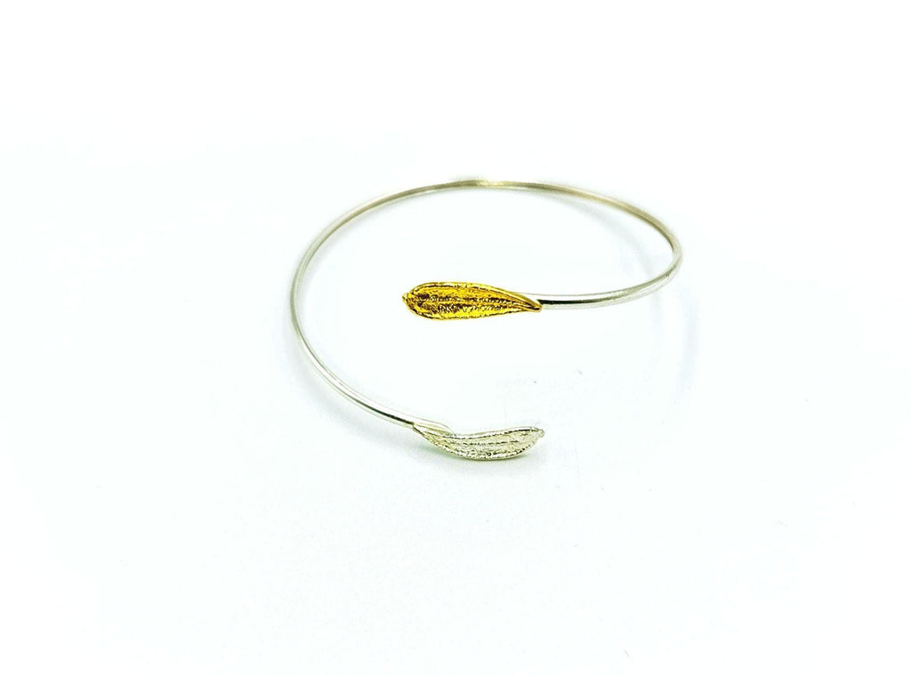 Nature-Inspired, Unique Botanical Bracelet with Real Plants Encased in recycled Silver 925. Real baby Olive Leaves Adjustable Bracelet.