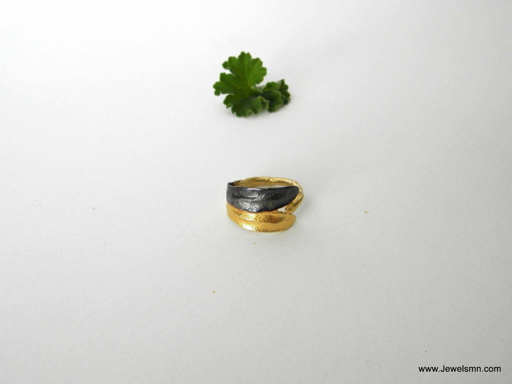 Real Olive Leaf Ring, Gold Plated Sterling Silver 925 Jewelry, Olive Branch Band, Handmade Minimalist Jewelry Gift, Birthday Gift for Women