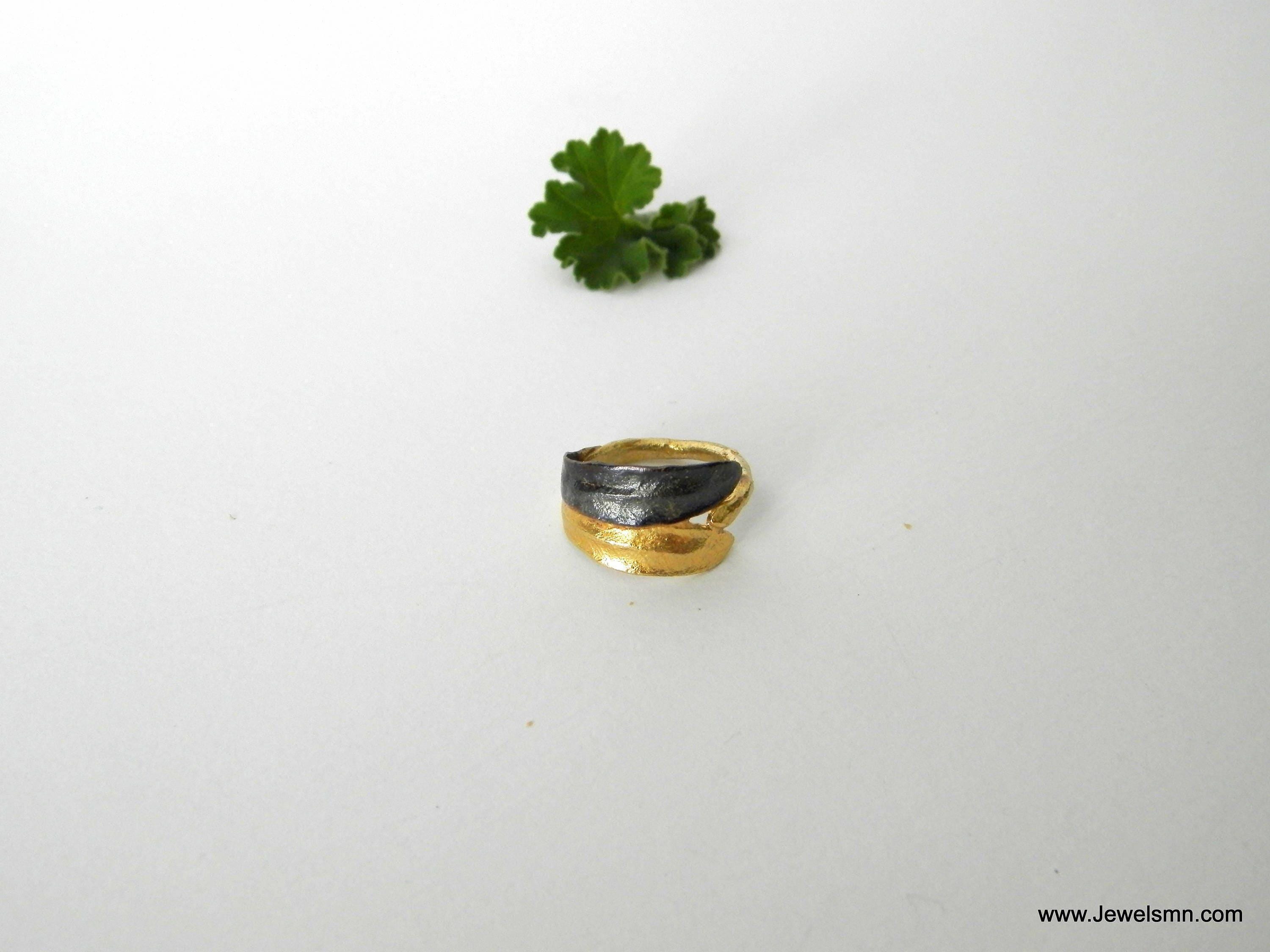 Real Olive Leaf Ring, Gold Plated Sterling Silver 925 Jewelry, Olive Branch Band, Handmade Minimalist Jewelry Gift, Birthday Gift for Women