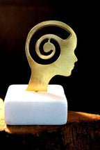 Spiral Meditation Statue - White Marble with Gold Bronze Detail