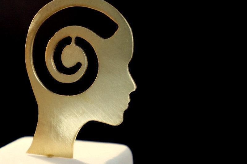 Spiral Meditation Statue - White Marble with Gold Bronze Detail