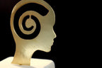 Spiral Meditation Statue - White Marble with Gold Bronze Detail