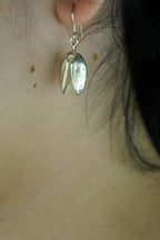 Real Pistachio Earrings, Handmade Nature Jewelry, Everyday Gold Dangles, Gift for Prosperity and Luck, Eco Sustainable Sterling Silver 925