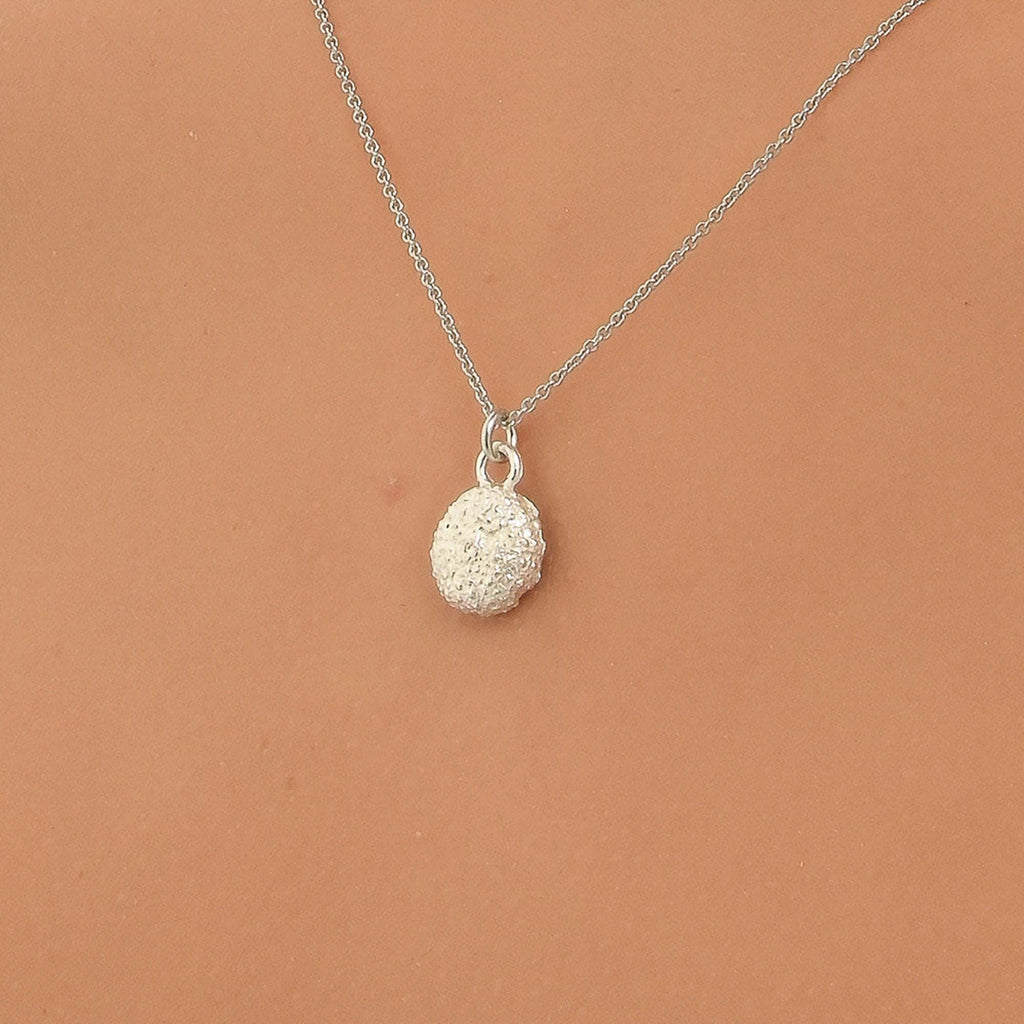 Real Sea Urchin Pendant, Sterling Silver 925 Dainty Necklace, Handmade Minimalist Jewelry Gift, Birthday Gift for Women, Boho Nature Fashion