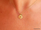 Gold Floral Necklace, Handmade Minimalist Jewelry, Organic Nature Pendant, Gift for Health & Protection, Eco Sustainable Sterling Silver 925