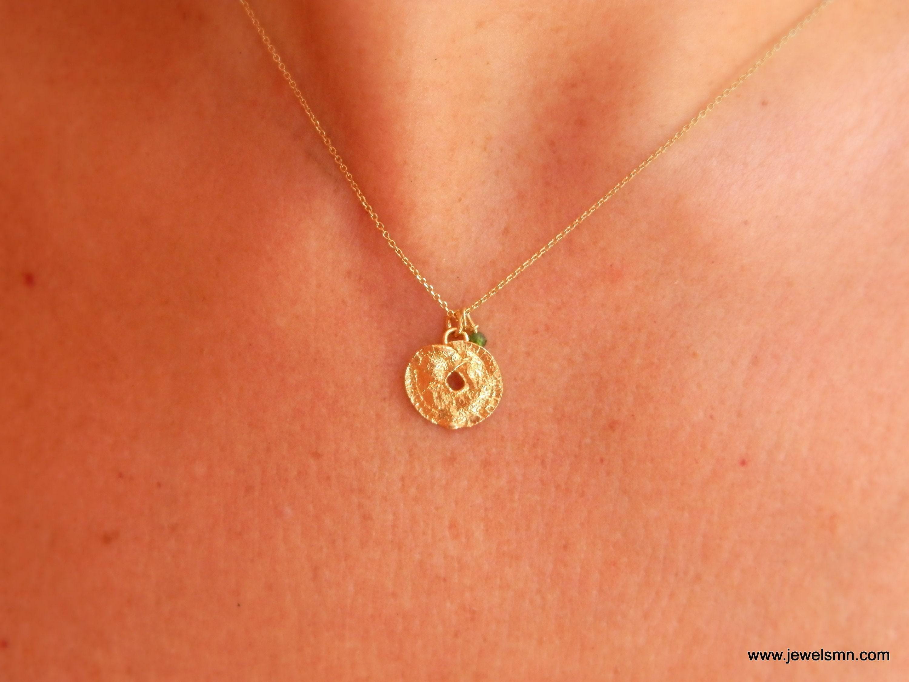 Gold Floral Necklace, Handmade Minimalist Jewelry, Organic Nature Pendant, Gift for Health & Protection, Eco Sustainable Sterling Silver 925