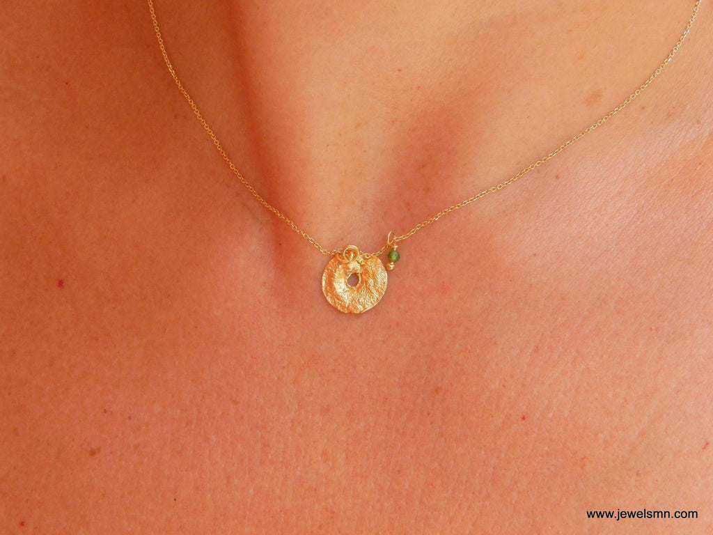 Gold Floral Necklace, Handmade Minimalist Jewelry, Organic Nature Pendant, Gift for Health & Protection, Eco Sustainable Sterling Silver 925